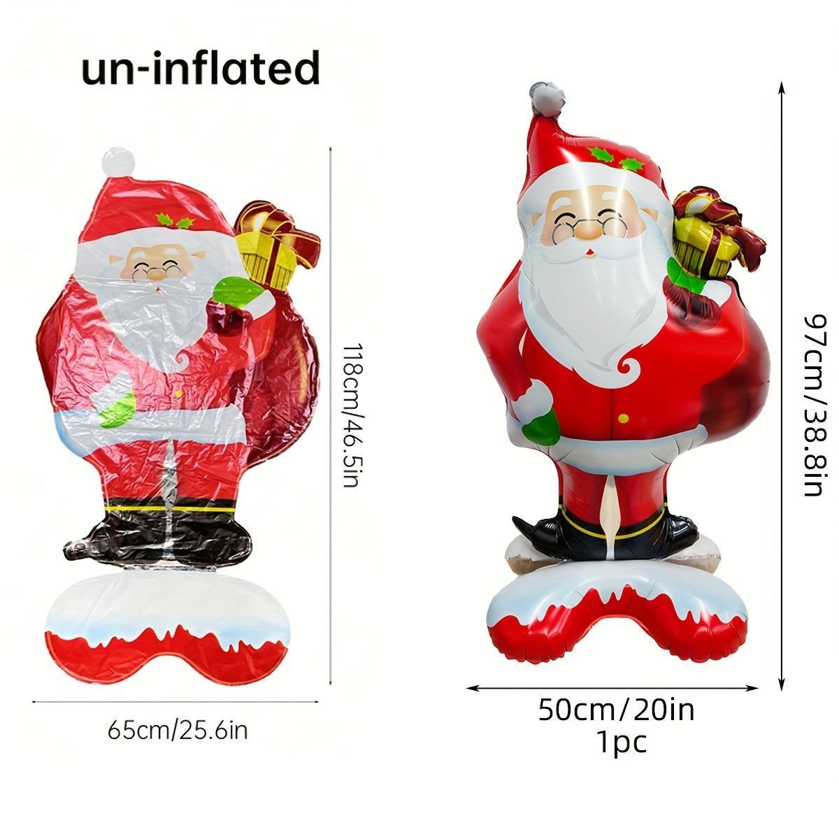 1pc New Extra Large Standing Santa Claus Foil Balloon, Christmas Holiday Indoor And Outdoor Party Decoration, Suitable For Christmas New Year Birthday Supplies Easter Gift