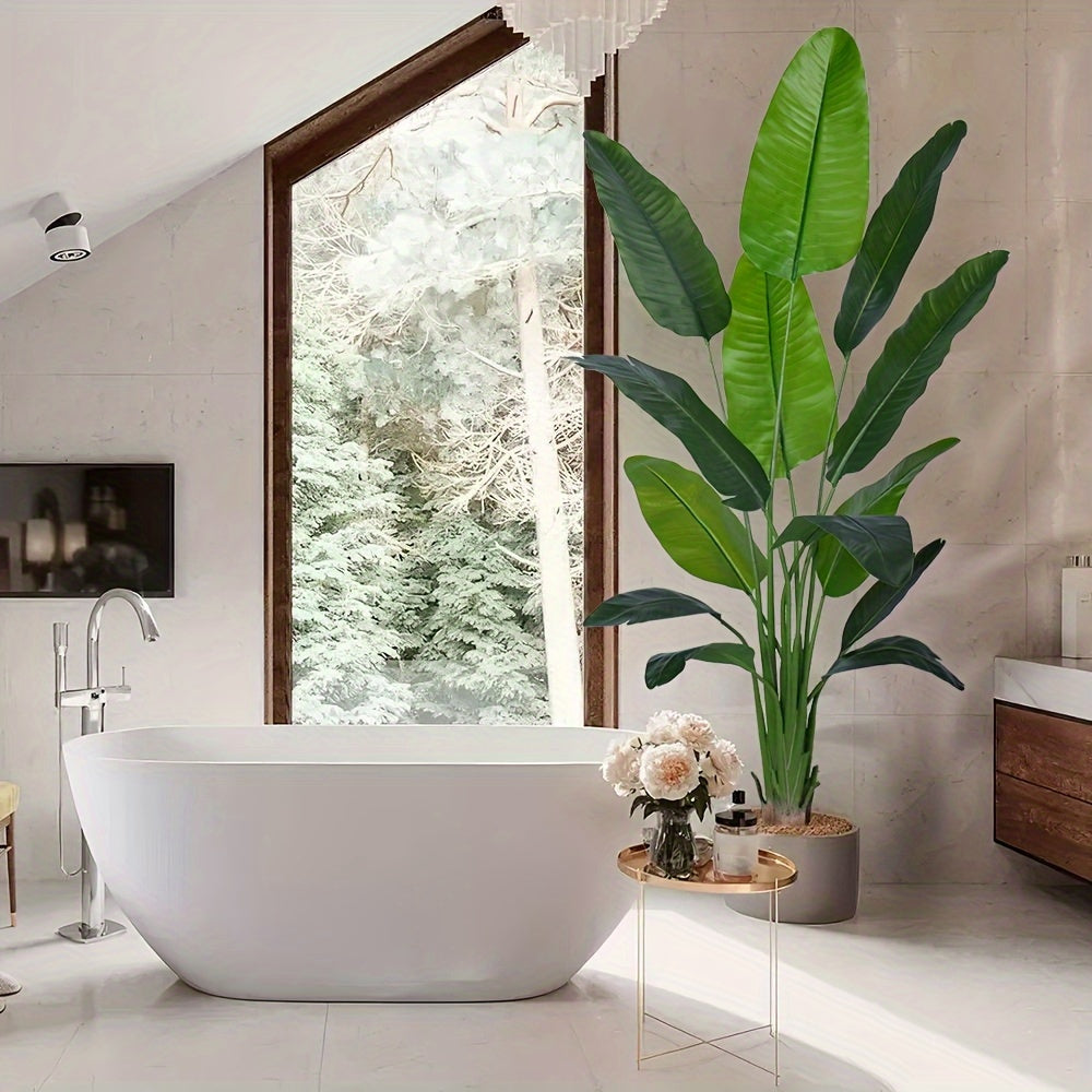 Lush & Realistic Bird of Paradise Artificial Plant - Durable Pot, Maintenance-Free, Perfect for Indoor/Outdoor Decor - Ideal Housewarming Gift for All Seasons