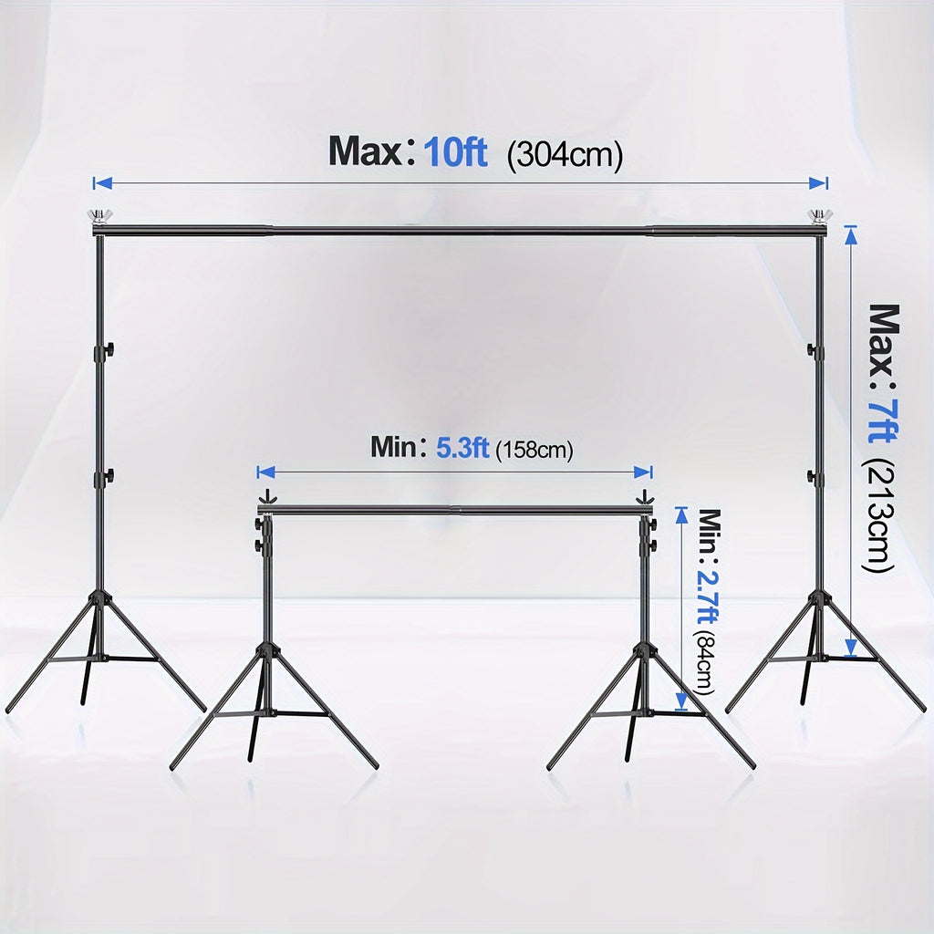 10x7ft Adjustable Metal Backdrop Stand - Durable Photo Studio Kit with 4 Crossbars, 4 Backdrop Clamps, and Balloon Arch Support for Parties, Wedding, and Event Decorations
