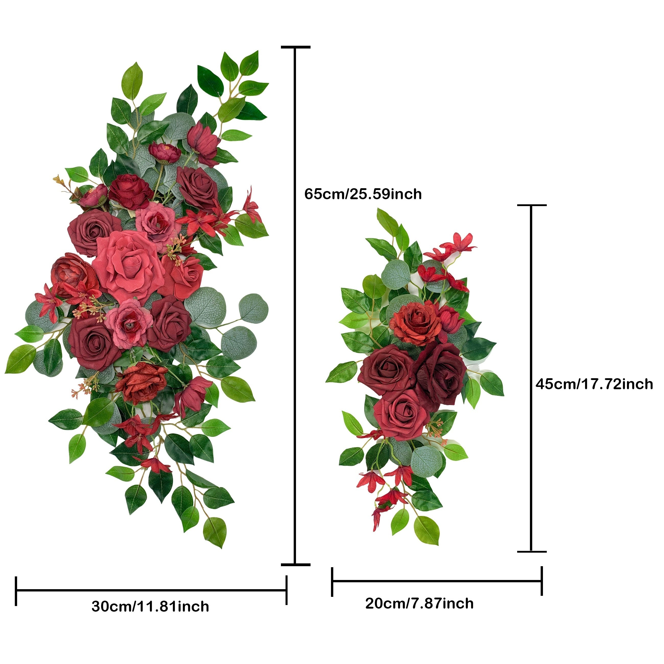 Two Wedding Arch Flowers, Decorative Floral Items, Artificial Eucalyptus Leaves, Used for Arrangements in Ceremony And Reception Background Decoration.