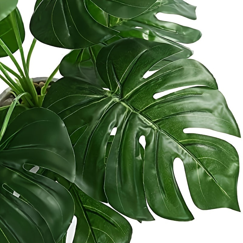 1pc Large Artificial Monstera Deliciosa Plant - Realistic Indoor Decorations with 55cm/21.65inch Tall Pot, Lush Green Leaves for Home Office Desk Decor, Low-Maintenance Fake Plant with Natural Look