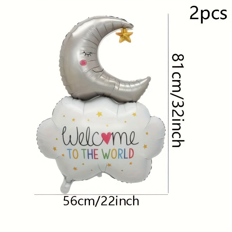 1/2pcs Large Cloud Moon Balloon, Birthday Party Atmosphere Decoration, Gathering Event Prop, Indoor and Outdoor Room Decor, Halloween Decorations, Christmas Decorations, Halloween Foil Balloons, Reusable Balloon Garland, Deco