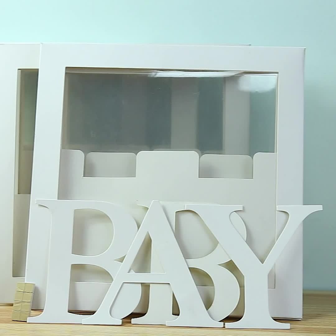 9.85-Inch White Transparent Youngsters Letter Gift Box - Elegant Square Balloon Box for Youngsters Showers, Birthdays & Gender Reveals (Balloons Not Included), Celebration Decoration | Modern Gift Box | Paperboard Constructio