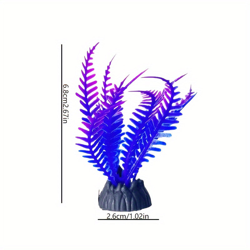 Colorful Ocean - 5-Piece Vibrant Aquarium Artificial Plant Set, Durable PVC, Realistic Fish Tank Decorations with Automatically Sinking Base