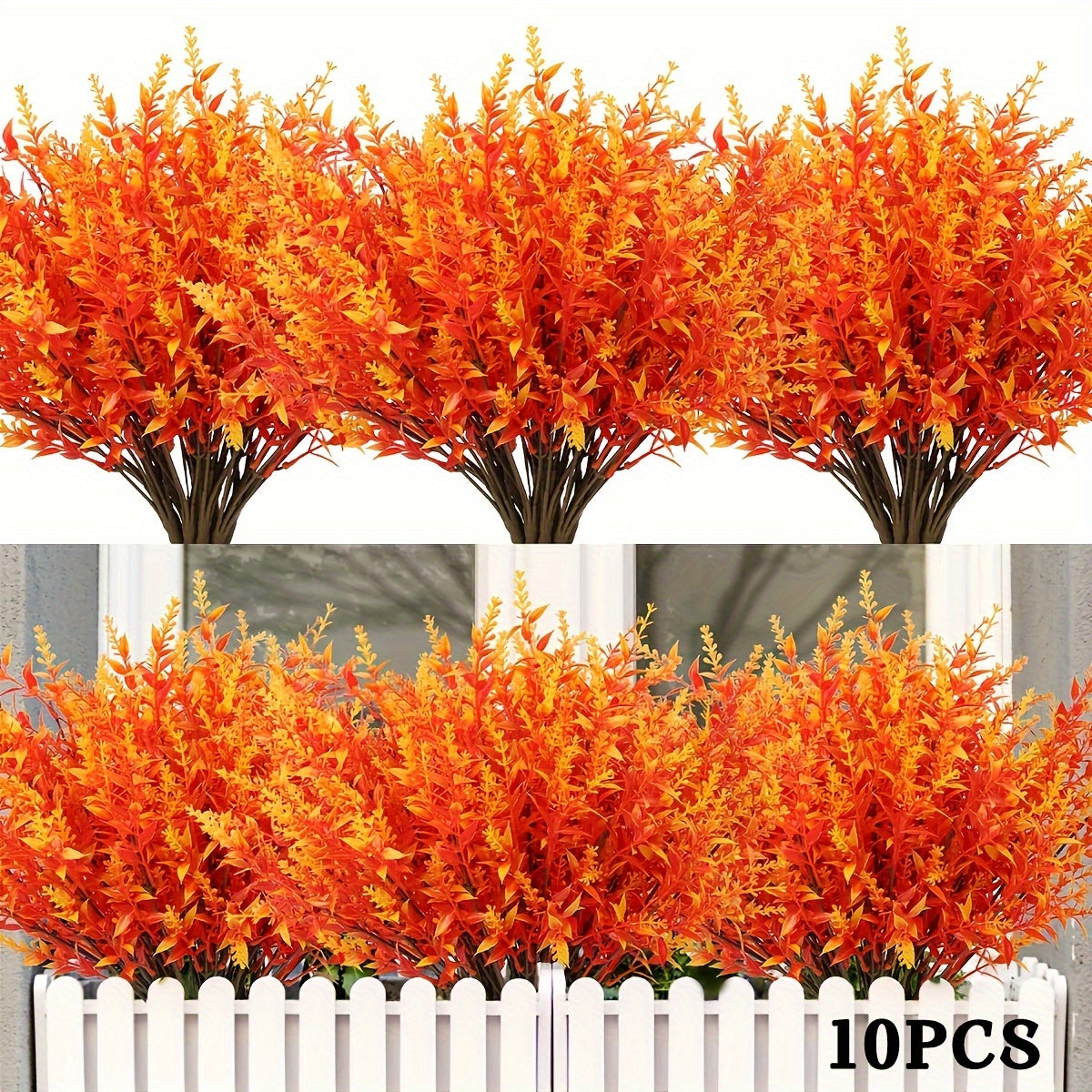 10 Bundle UV Resistant Artificial Lavender Flowers - Fadeless Faux Silk Plants for Outdoor & Indoor - Durable Hanging Planter Decor, Perfect for Garden, Porch, Window Box, Home, Kitchen, Office, and Wedding