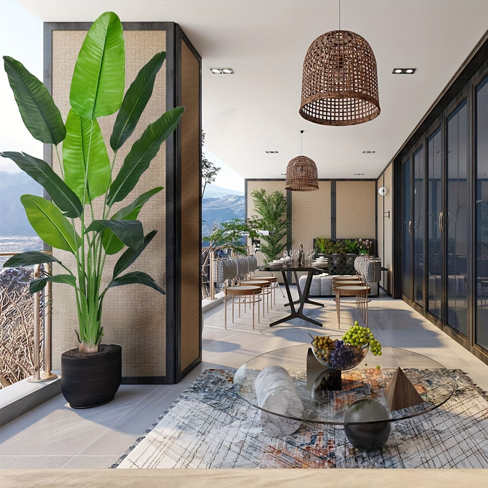 Lush & Realistic Bird of Paradise Artificial Plant - Durable Pot, Maintenance-Free, Perfect for Indoor/Outdoor Decor - Ideal Housewarming Gift for All Seasons