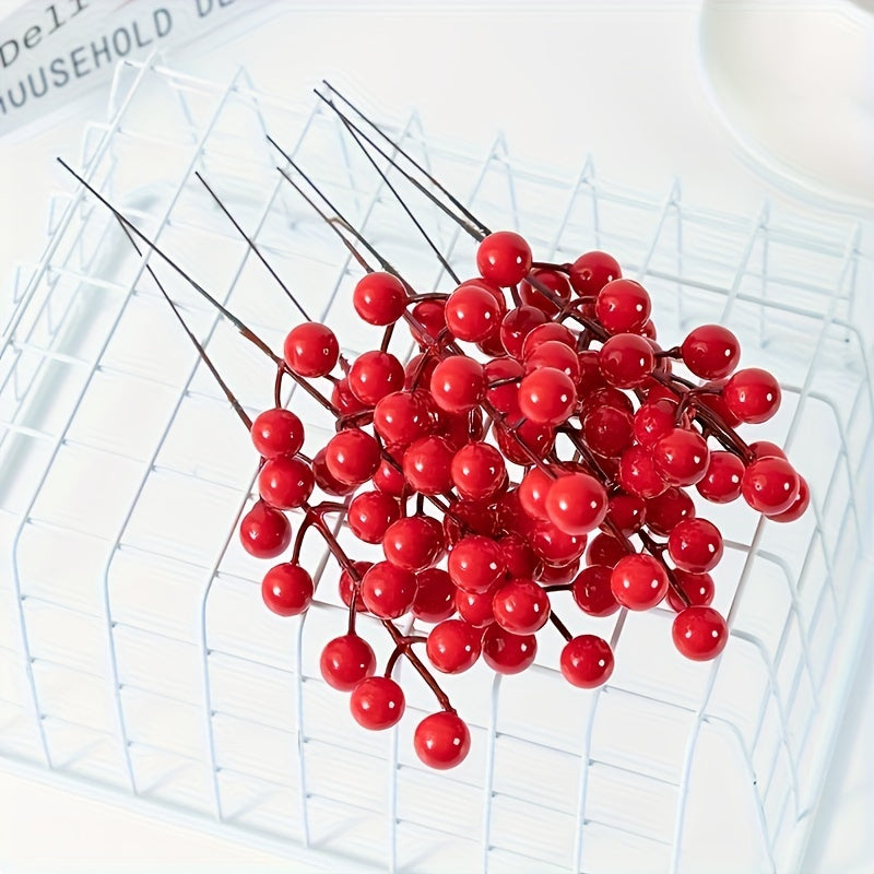 12pcs 8.46 Inch Artificial Red Berry Stems for Home Decor, Weddings, DIY Crafts, and Chinese New Year's Decorations
