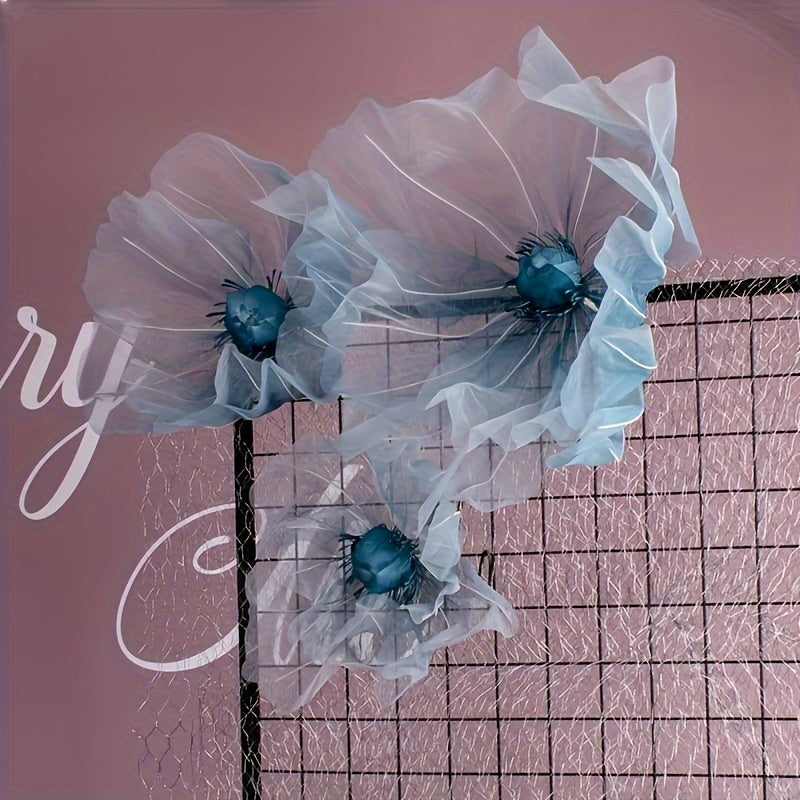 3pcs Realistic Artificial Poppy Flower Bouquet, 3-Piece Set for Wedding, Ceremony, Home Decor, Photo Prop, Farmhouse Style