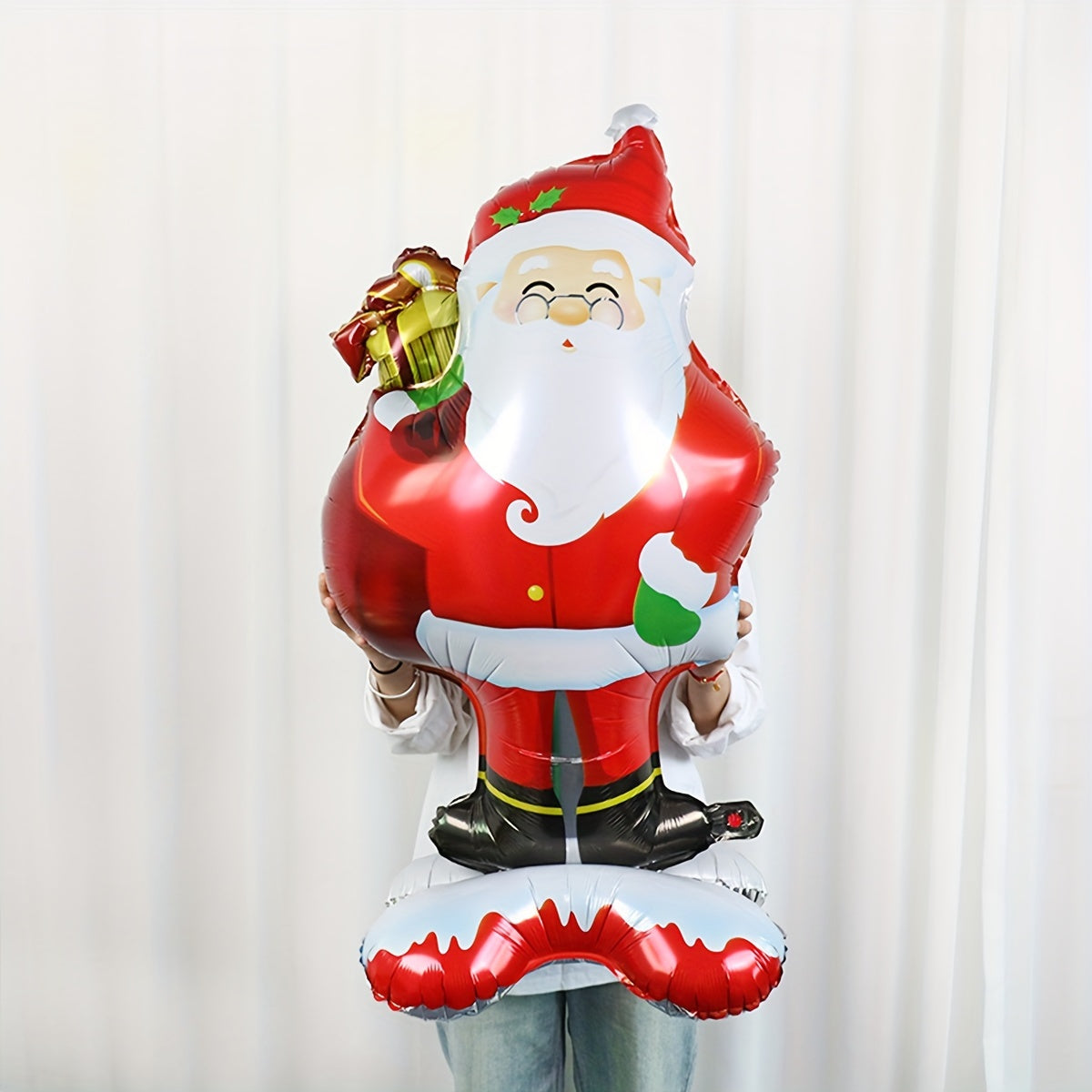 1pc New Extra Large Standing Santa Claus Foil Balloon, Christmas Holiday Indoor And Outdoor Party Decoration, Suitable For Christmas New Year Birthday Supplies Easter Gift