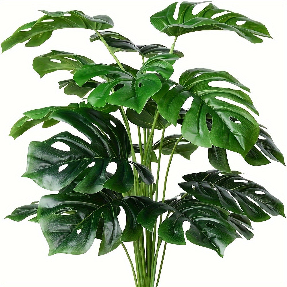 1pc Artificial Palm Tree Leaves Plant - Greenery Fake Tropical Plants, Artificial Monstera Tree Faux Fake Palm Fronds Plant - Plastic - Suitable for Spring Summer St. Patrick's Day Easter Decor - For Living Room Bedroom Home