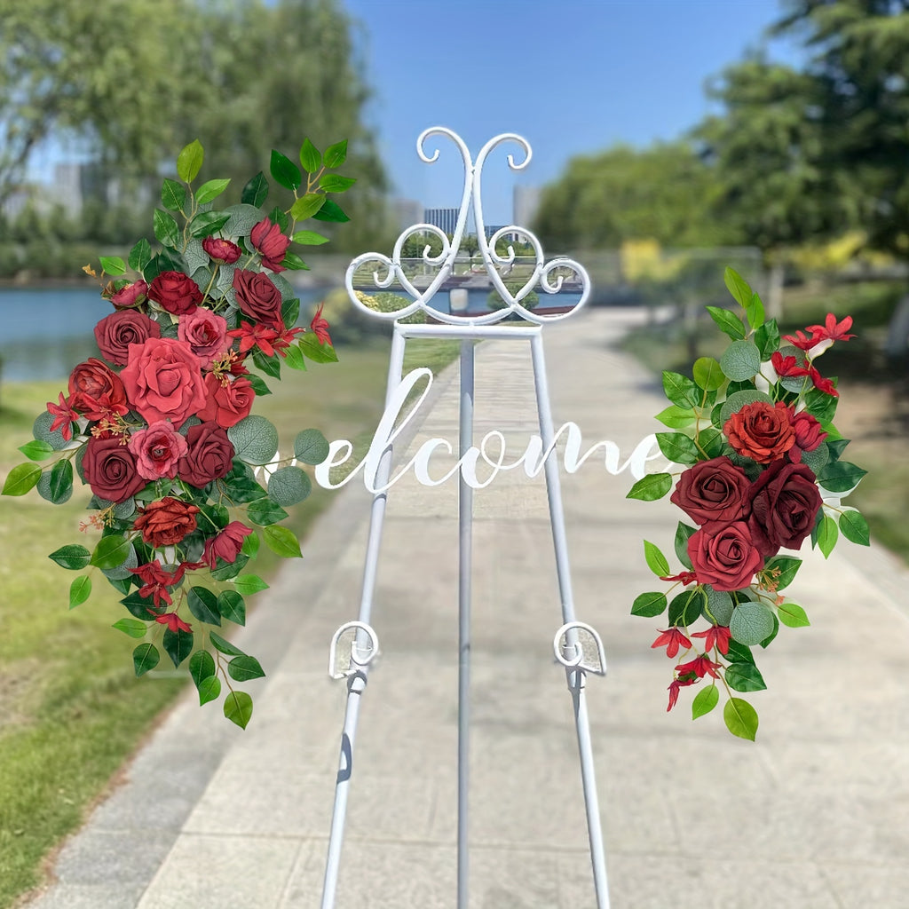 Two Wedding Arch Flowers, Decorative Floral Items, Artificial Eucalyptus Leaves, Used for Arrangements in Ceremony And Reception Background Decoration.