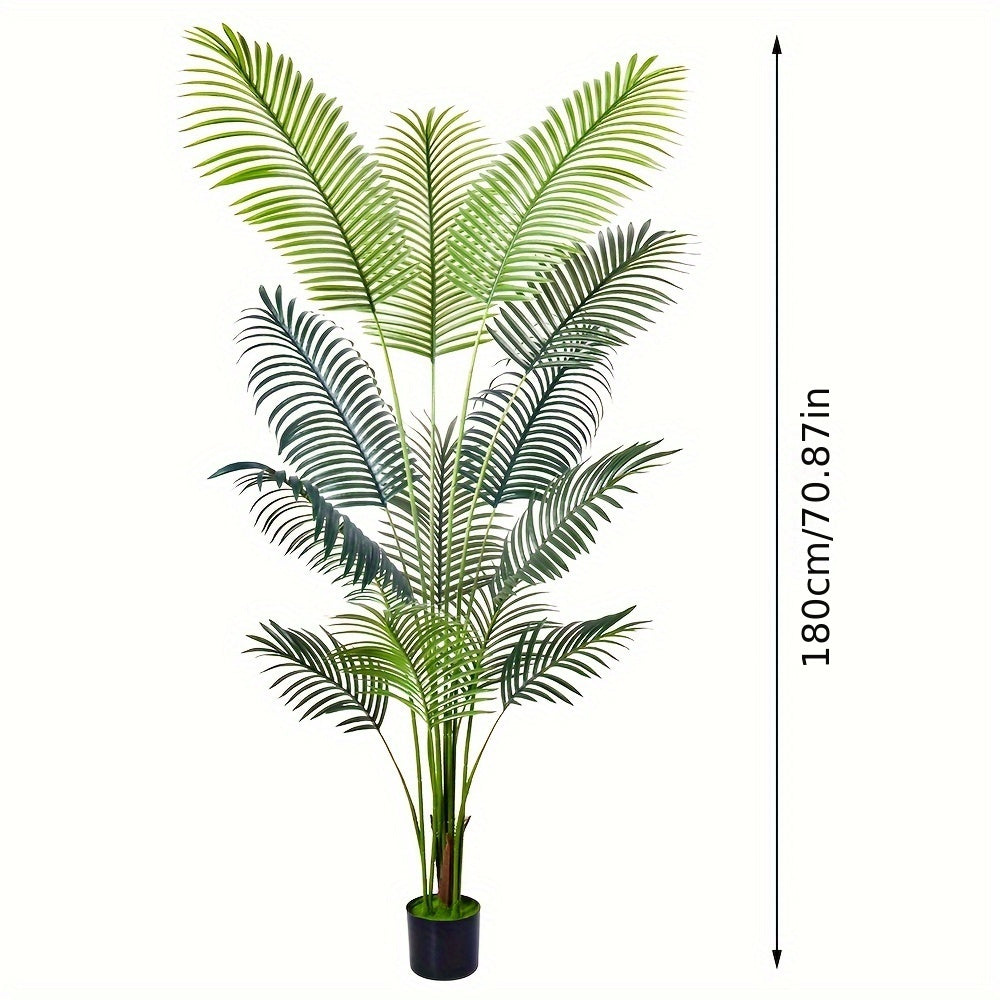 Realistic Artificial Palm Tree Plant - Lush Green Leaves, Sturdy Base, No Maintenance Fake Palm Tree for Indoor/Outdoor Decor, Modern Home, Office, Party - Perfect Housewarming, Christmas, Halloween, Easter, Thanksgiving, Han