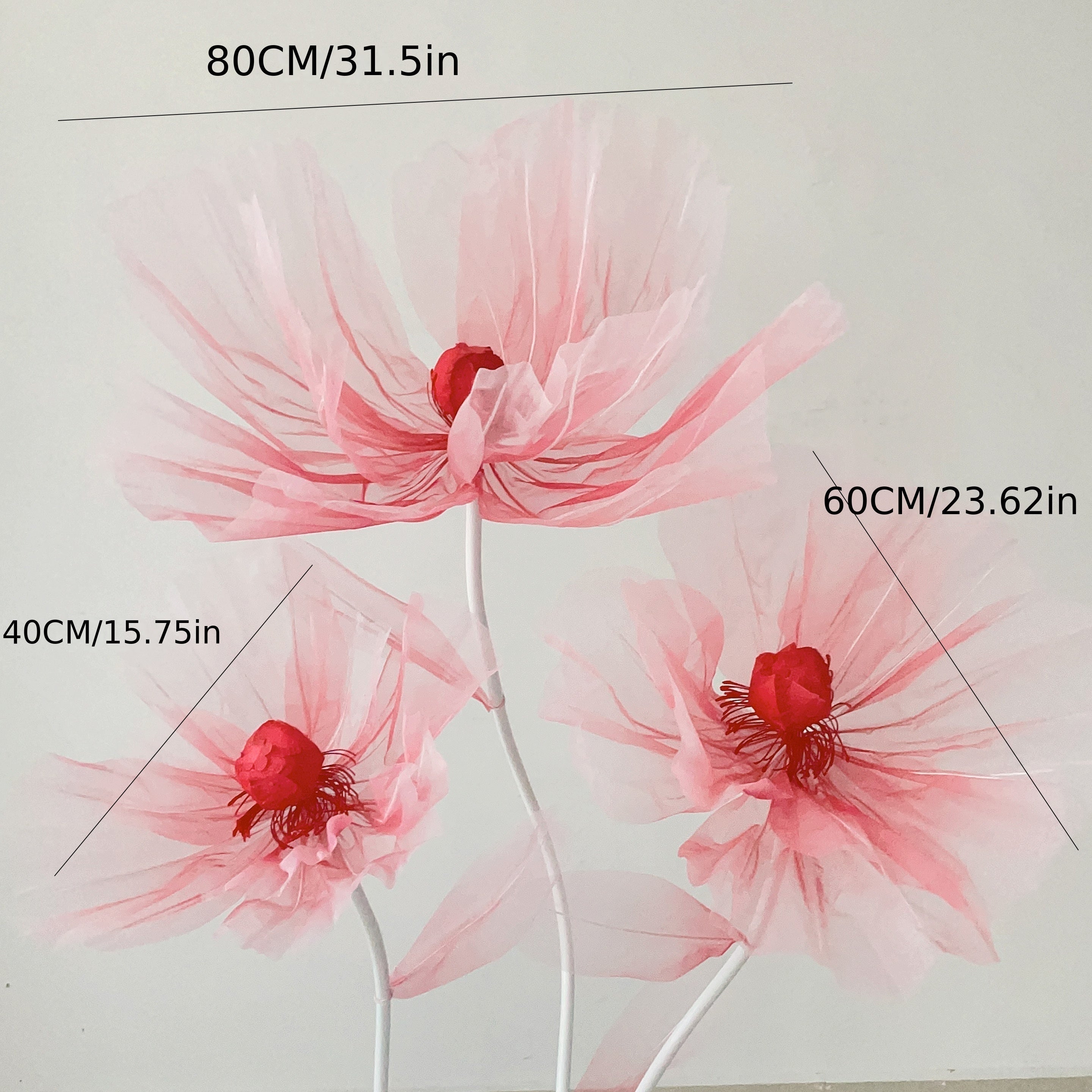 3pcs Realistic Artificial Poppy Flower Bouquet, 3-Piece Set for Wedding, Ceremony, Home Decor, Photo Prop, Farmhouse Style