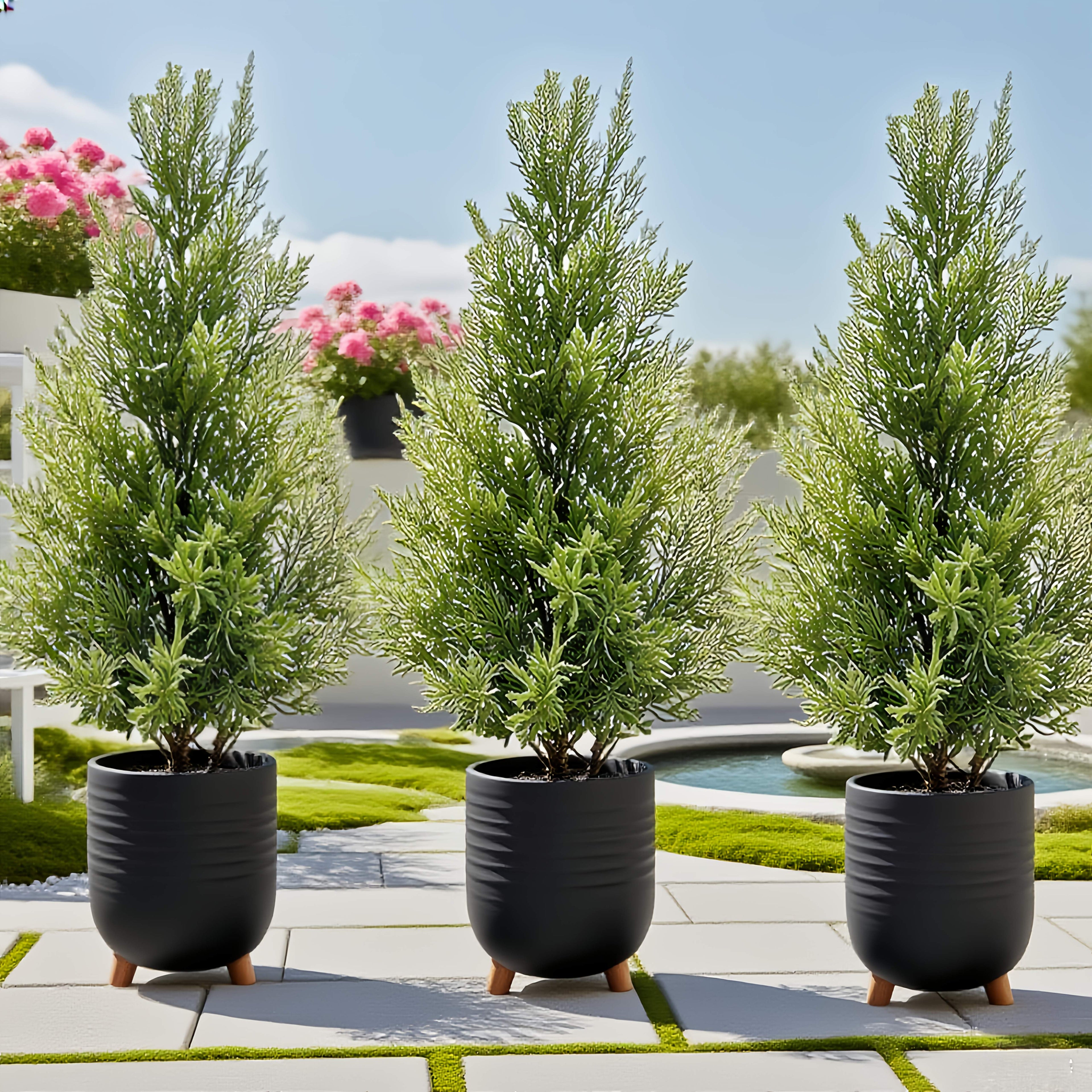 3pcs Set of Artificial Pine Trees Suitable for All Seasons - UV Resistant, Rich Green, Suitable for Festivals, Halloween, Christmas and Wedding Decorations with Realistic Branches and Trunks - Durable Artificial Pine Trees, P