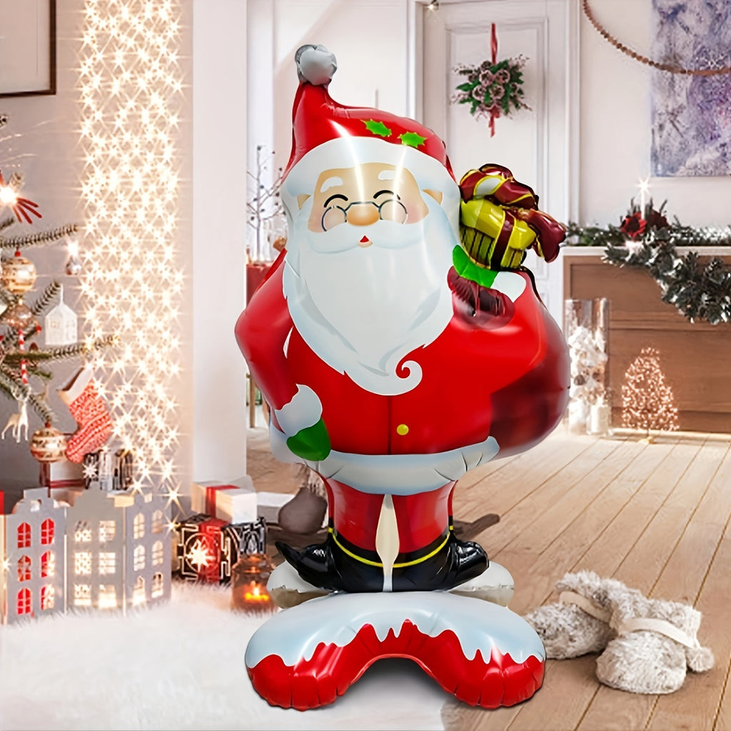 1pc New Extra Large Standing Santa Claus Foil Balloon, Christmas Holiday Indoor And Outdoor Party Decoration, Suitable For Christmas New Year Birthday Supplies Easter Gift