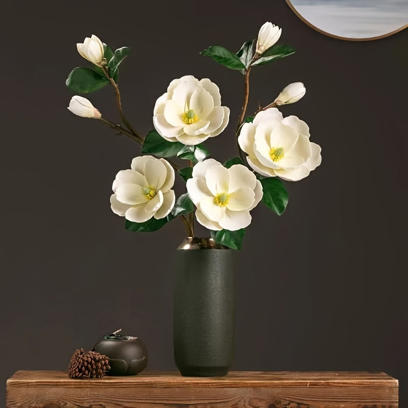 1pc European Style Magnolia Flower Branch - Artificial Flower Arrangement for Living Room, Bedroom, and Outdoor Garden Decor - Perfect Valentine's Day Gift