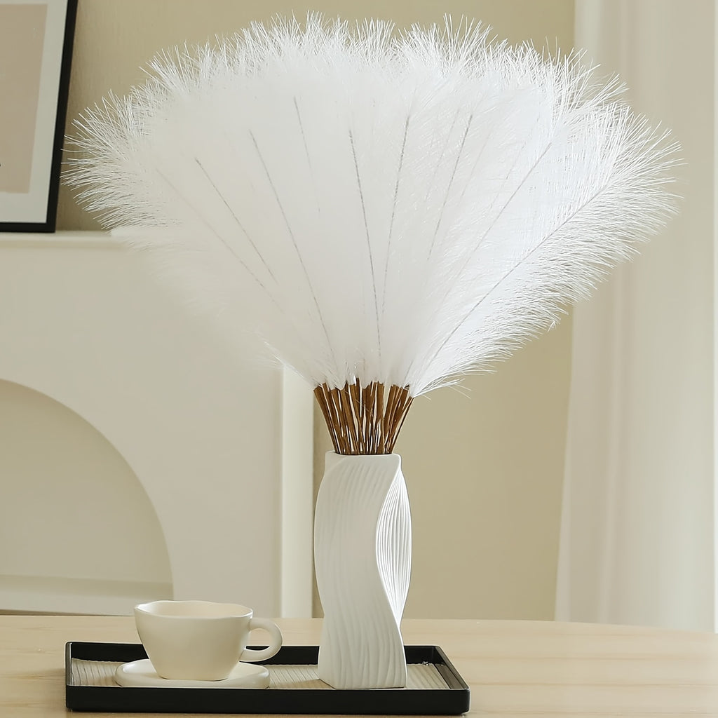 18pcs Artificial Plant Pampas Grass, 21.6in/55cm Faux Plant Vase Flower Arrangement, Fall Family Kitchen Bohemian Decoration Festival Wedding Party Decoration Atmosphere Props