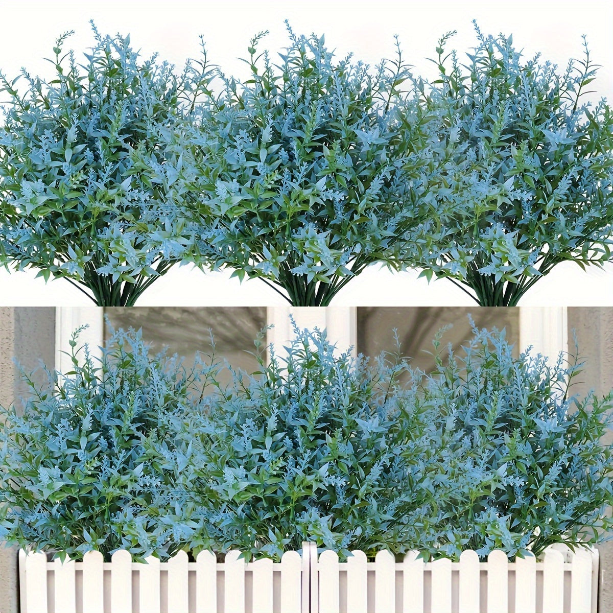 10 Bundle UV Resistant Artificial Lavender Flowers - Fadeless Faux Silk Plants for Outdoor & Indoor - Durable Hanging Planter Decor, Perfect for Garden, Porch, Window Box, Home, Kitchen, Office, and Wedding