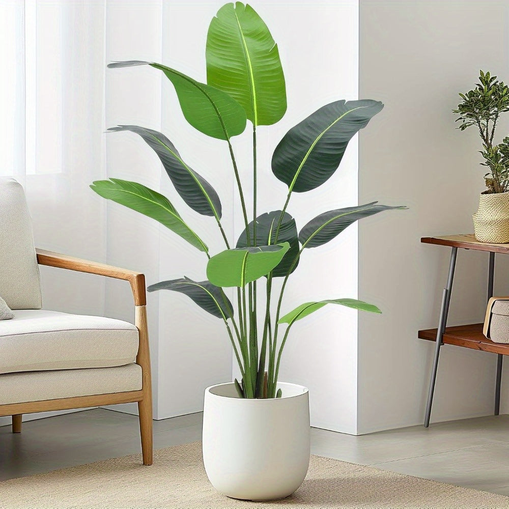 Bird of Paradise Artificial Plant, 4 Feet Faux Bird Paradise Plant Green Tropical Artificial Plants for Indoor Home Living Room and Offices Decoration