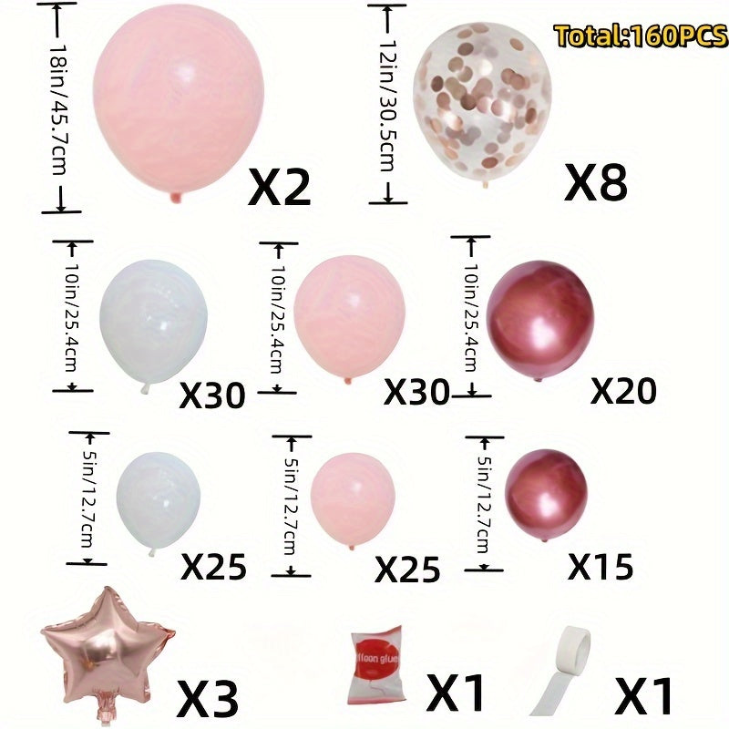 160pcs A Set Light Red Purple Latex Balloons Garland Arch Kit Birthday Party Decor Wedding Birthday Party Supplies Decor Latex Balloon, Halloween Decorations, Christmas Decorations