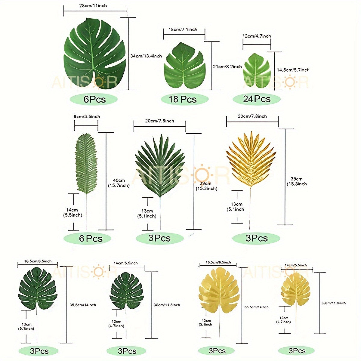 72pcs 10 Kinds Artificial Tropical Palm Leaves Tropical Leaves Monstera Leaves Safari Jungle Leaf with Stems for Hawaiian Luau Party Beach Table Wedding Shower Birthday Theme Decorations