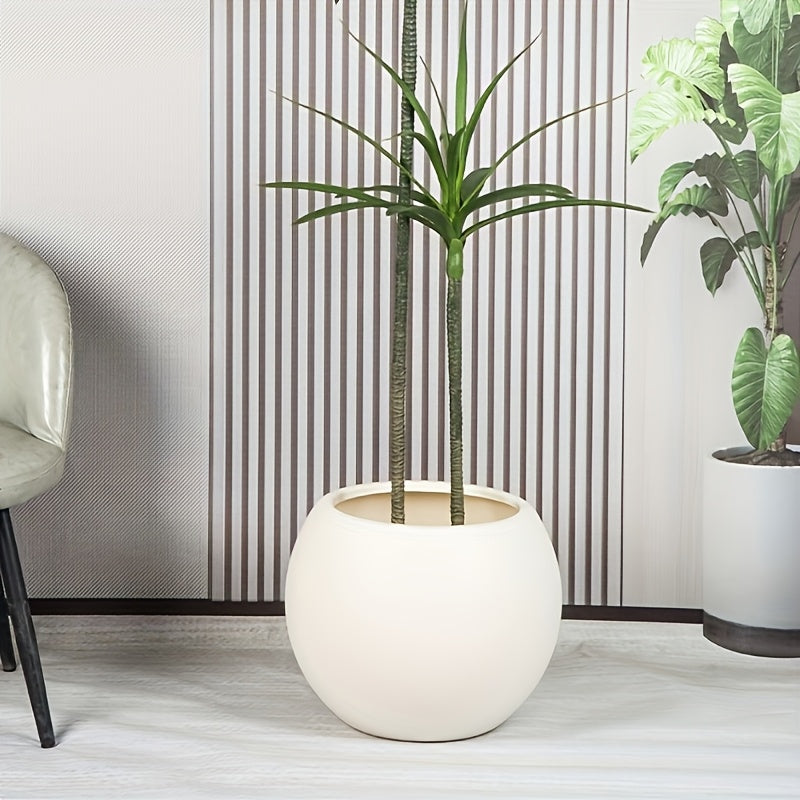 1pc Modern White Spherical Plastic Planter, 8.26in×10.62in - Ideal for Floor-to-Ceiling Artificial Plant Decoration, Stylish Home and Office Decor, Indoor Plant Potted|Minimalist Planter|Smooth Plastic Finish, Artificial Pla