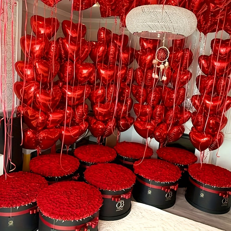 53pcs Valentine'S Day Balloon Set, Includes 30 Red Latex & 23 Aluminum Foil Heart Balloons with Accessories, Ideal for Indoor & Outdoor Decorations, Perfect for Birthday, New Year, Christmas Celebrations, KADUOS Brand