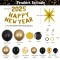 156pcs Black & Golden Balloon Arch Kit - 2025 Happy New Year Numbers, Alphabet & Exploding Star Balloons for New Year's Eve Party, Christmas Decor, Family Gathering Backdrop & Photo Props