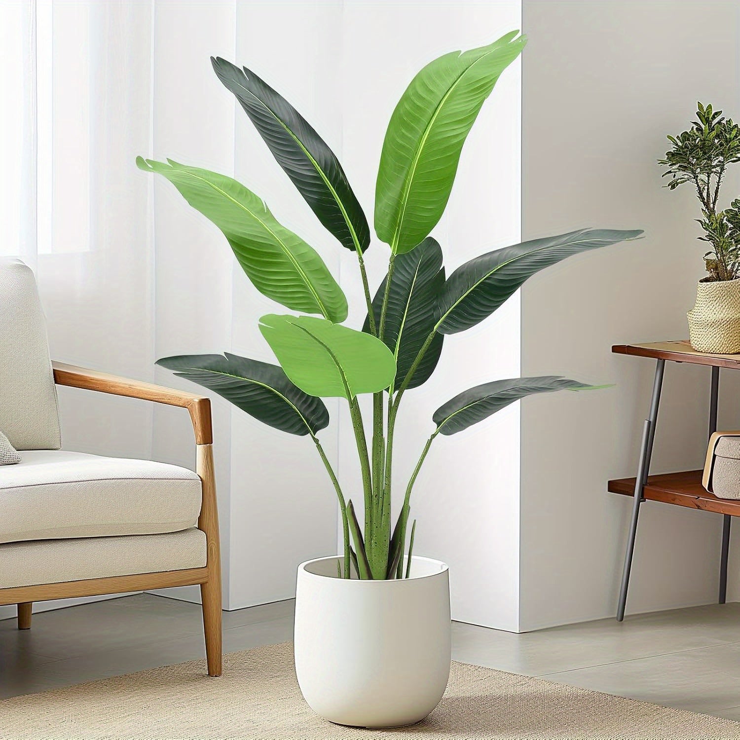 Bird of Paradise Artificial Plant, 4 Feet Faux Bird Paradise Plant Green Tropical Artificial Plants for Indoor Home Living Room and Offices Decoration