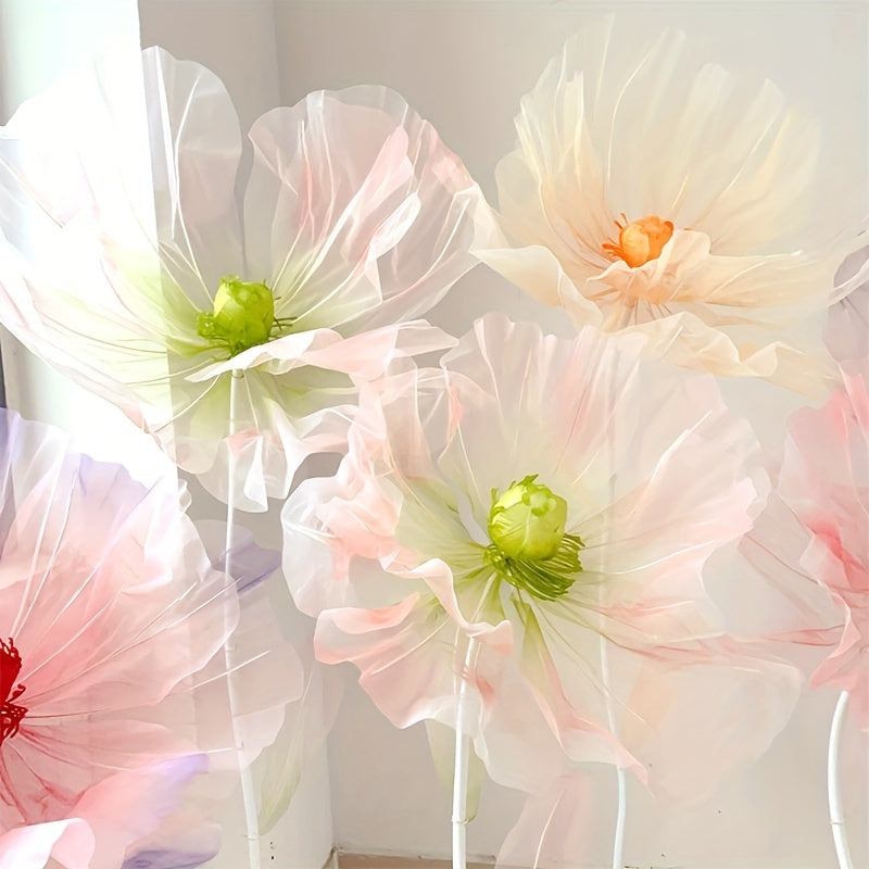 3pcs Realistic Artificial Poppy Flower Bouquet, 3-Piece Set for Wedding, Ceremony, Home Decor, Photo Prop, Farmhouse Style