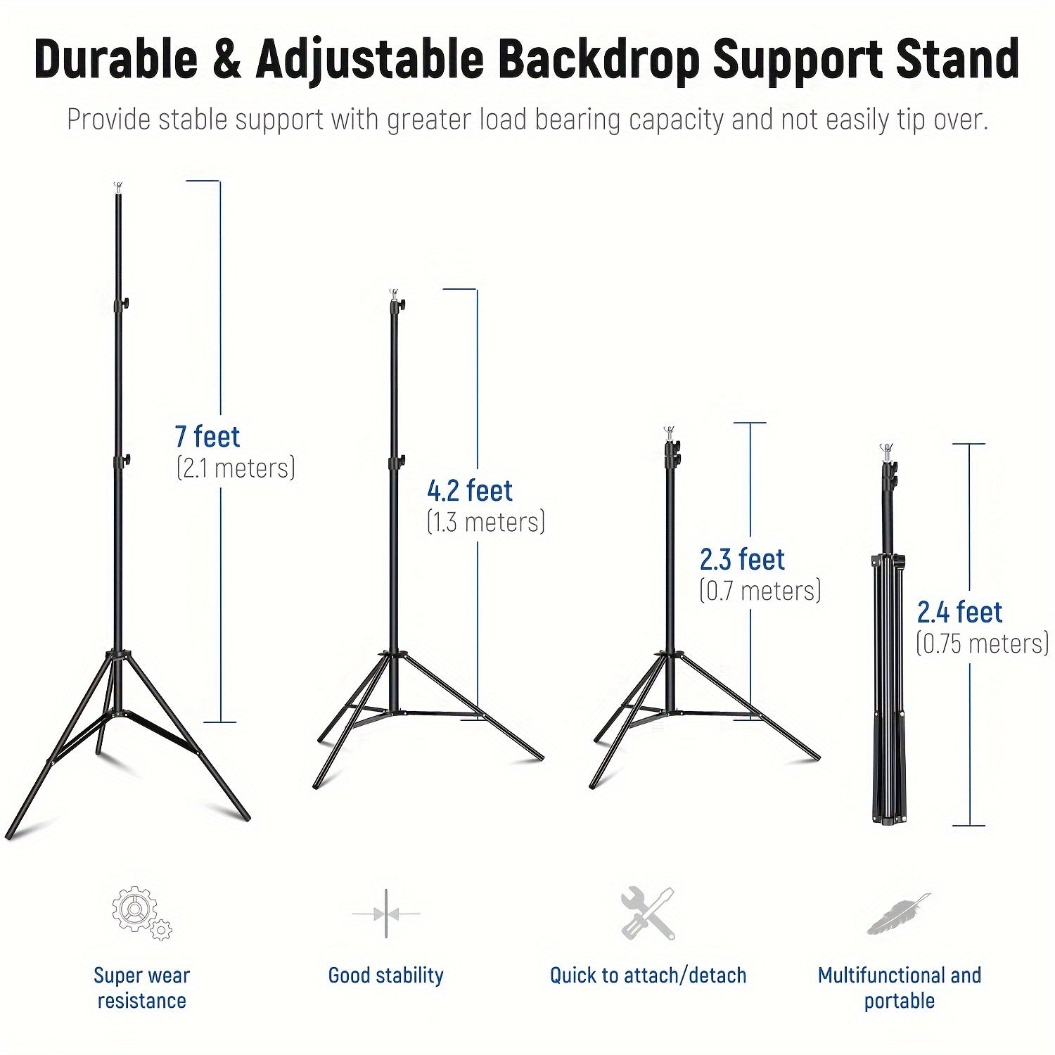 10x7ft Adjustable Metal Backdrop Stand - Durable Photo Studio Kit with 4 Crossbars, 4 Backdrop Clamps, and Balloon Arch Support for Parties, Wedding, and Event Decorations