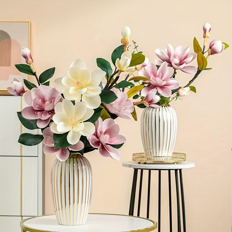 1pc European Style Magnolia Flower Branch - Artificial Flower Arrangement for Living Room, Bedroom, and Outdoor Garden Decor - Perfect Valentine's Day Gift