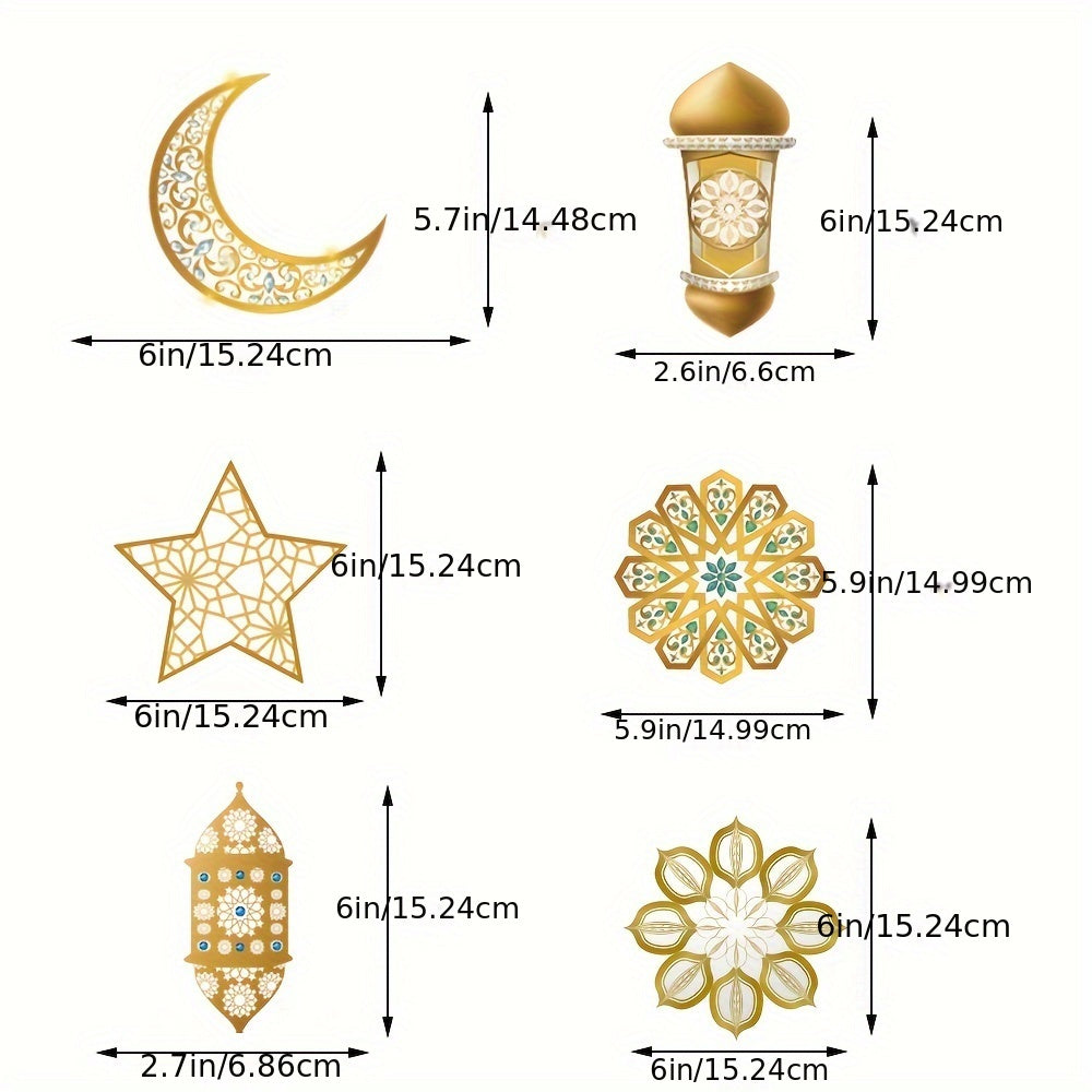 Eid Mubarak Balloons Set, Black & Golden Ramadan Decor, Muslim Festival Party Supplies, Latex Balloons with Eid Banner, Star & Moon Spiral Hanging Ornaments, Blue & Golden Ramadan Balloon Backdrop for Home & Kitchen