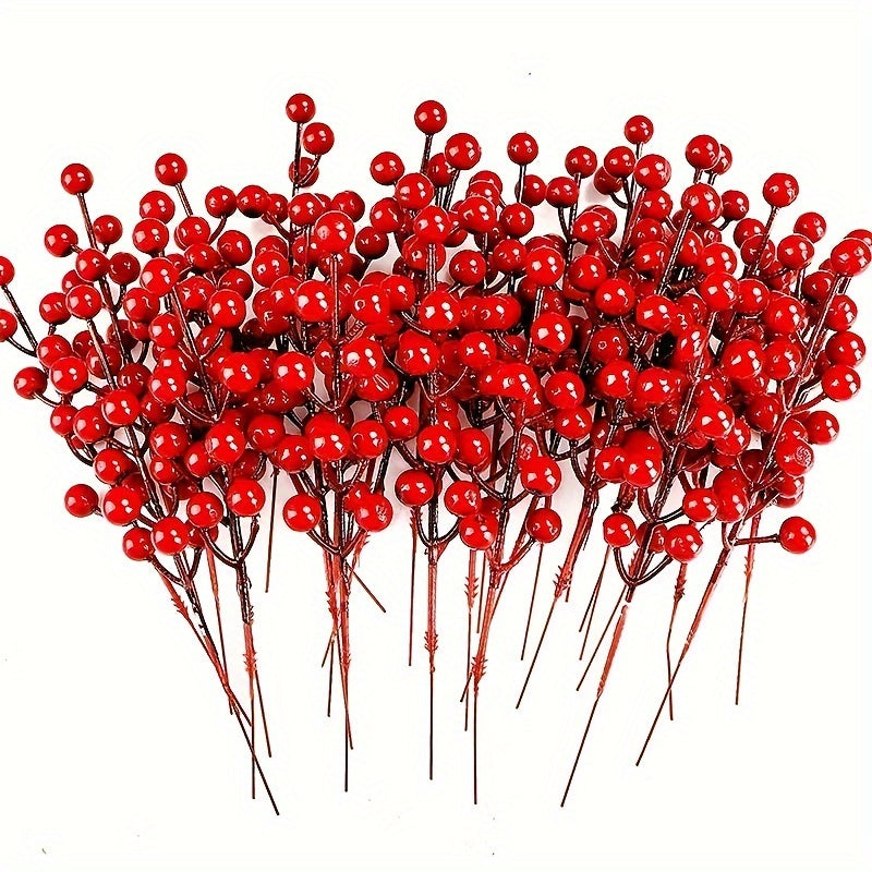 12pcs 8.46 Inch Artificial Red Berry Stems for Home Decor, Weddings, DIY Crafts, and Chinese New Year's Decorations