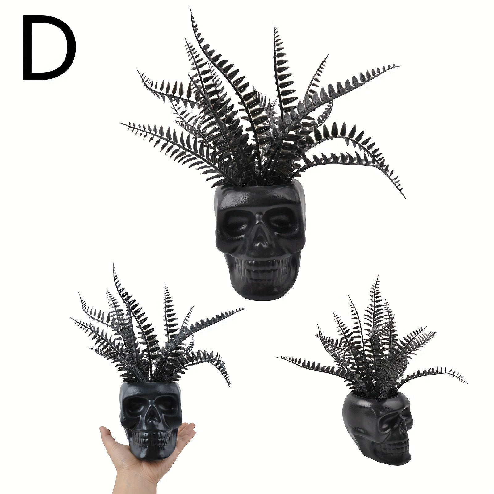 5 Kind Black Artificial Plant With Pot Halloween Decoration