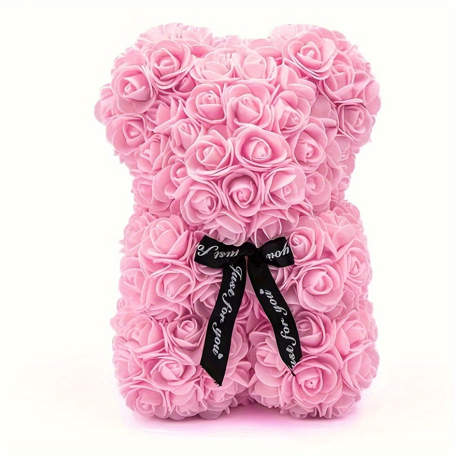 1pc, Artificial Rose Bear 9.84inch Artificial Foam Flower Terry Bear, Rose Bear Gifts For Mother Grandmother On Mother's Day, Perfect Gift For Valentine's Day, Anniversary, Wedding, Creative Gift For Birthday Christmas