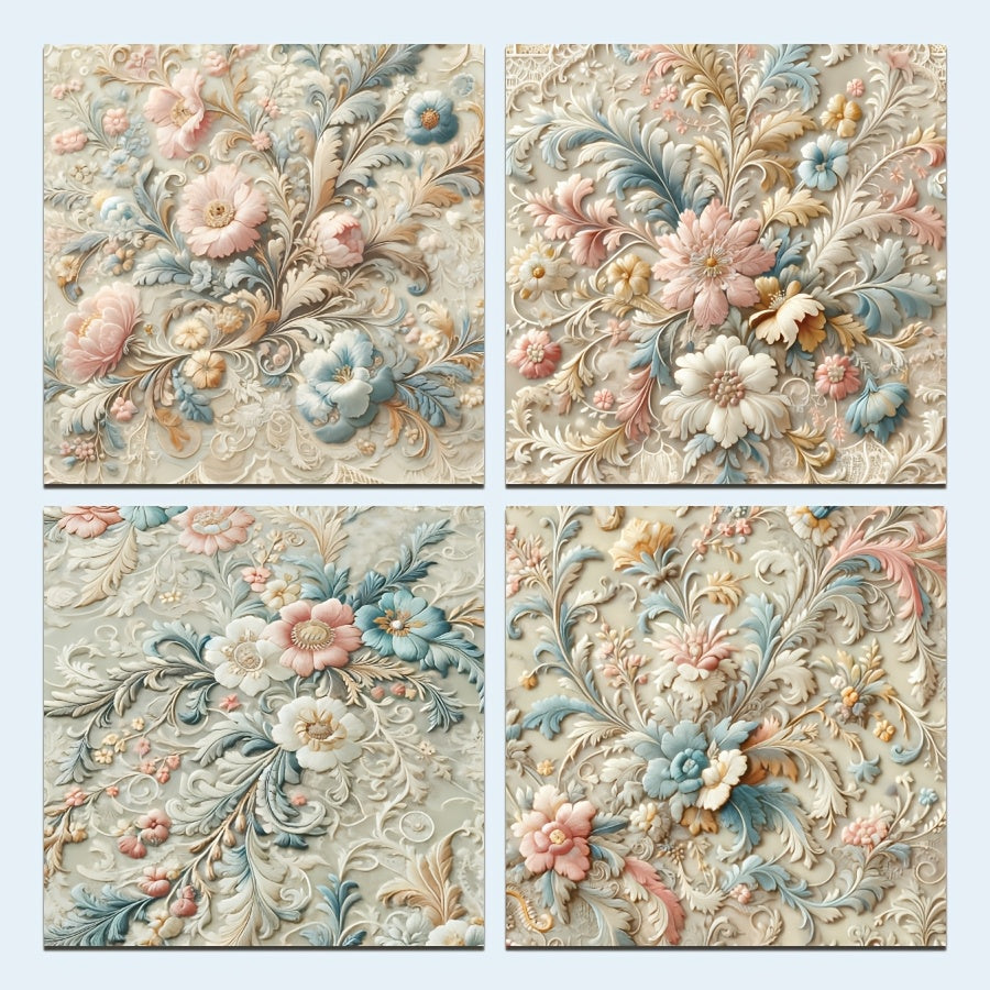 12/24/36/48 Sheets 3D Embossed Floral Scrapbook Paper Pad, 12x12 Inch Decorative Craft Cardstock for DIY Card Making, Art Projects & Background Supplies