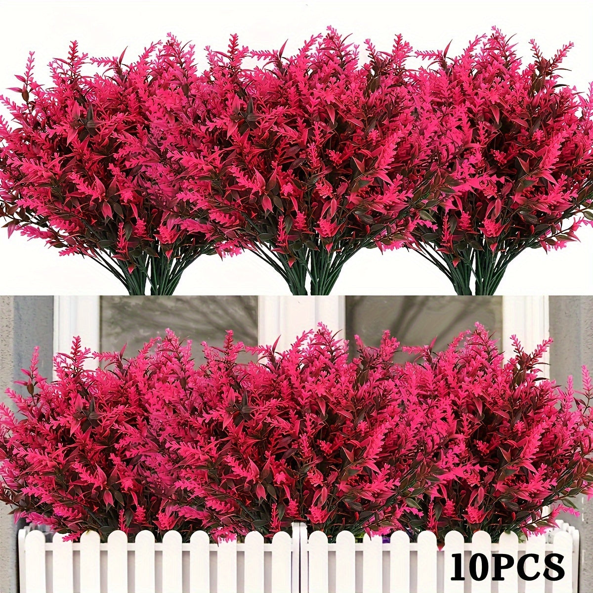 10 Bundle UV Resistant Artificial Lavender Flowers - Fadeless Faux Silk Plants for Outdoor & Indoor - Durable Hanging Planter Decor, Perfect for Garden, Porch, Window Box, Home, Kitchen, Office, and Wedding