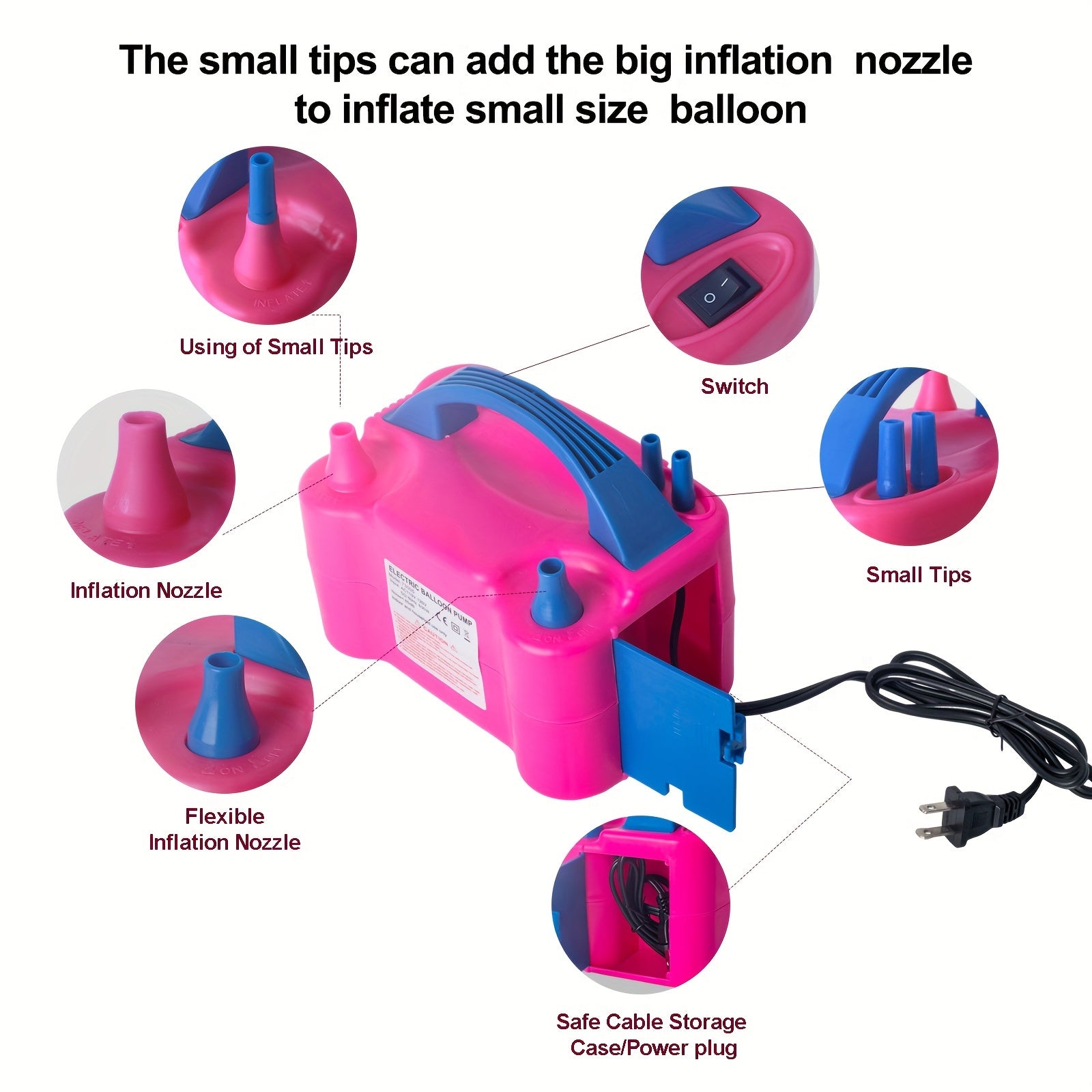 1 Electric Balloon Pump 3-in-1 Portable Air Pump | Fast Inflation for 260q Foil Mylar Latex Double-Stuffed Balloons, Inflator Deflator for Pool, Semi-automatic Operation, Green PP Material, Without Battery