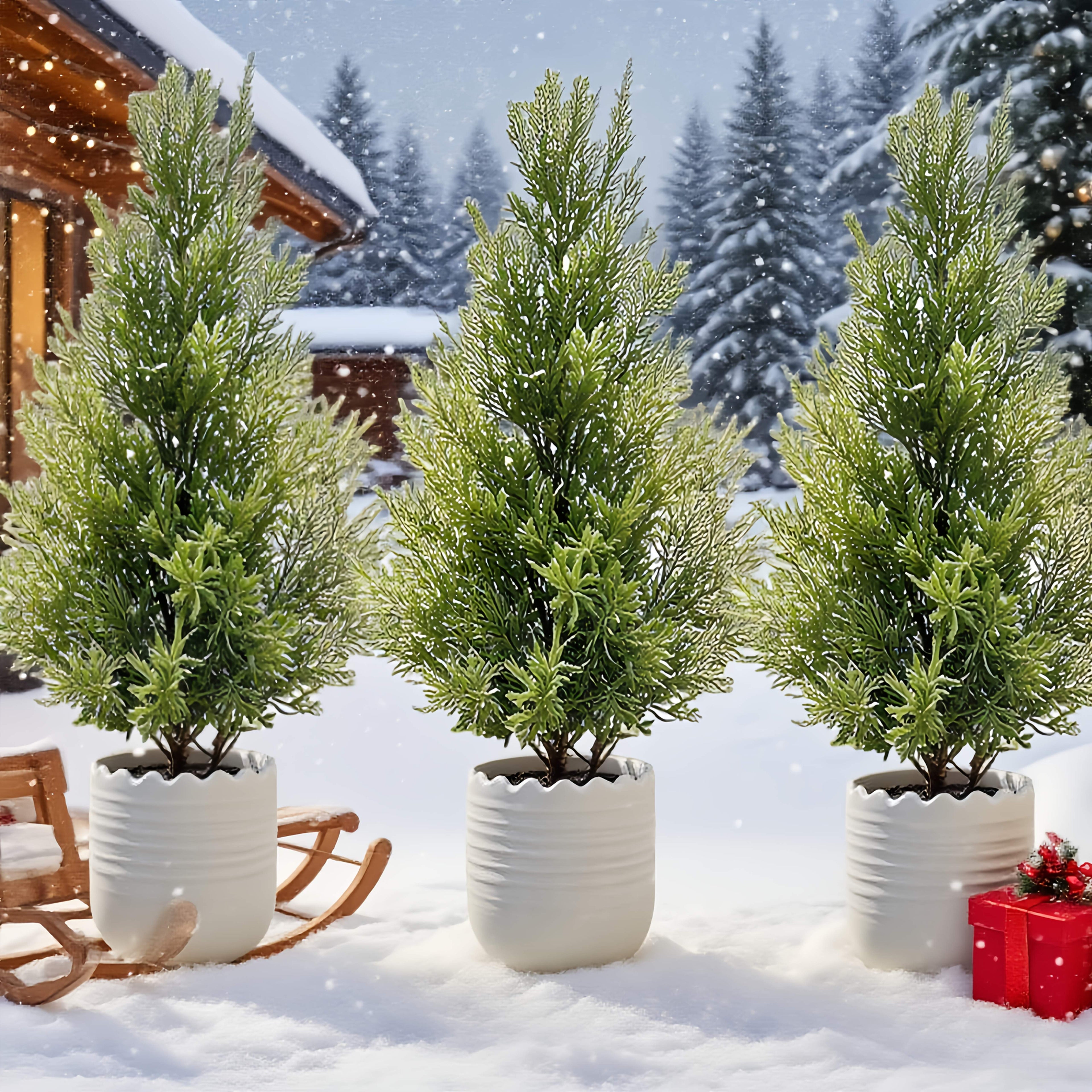 3pcs Set of Artificial Pine Trees Suitable for All Seasons - UV Resistant, Rich Green, Suitable for Festivals, Halloween, Christmas and Wedding Decorations with Realistic Branches and Trunks - Durable Artificial Pine Trees, P