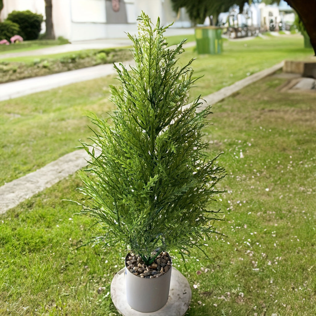 1/2pcs, 17-Inch Artificial Pine Christmas Tree, Realistic Simulation Tree for Indoor/Outdoor Decor, Wedding & Party Supplies