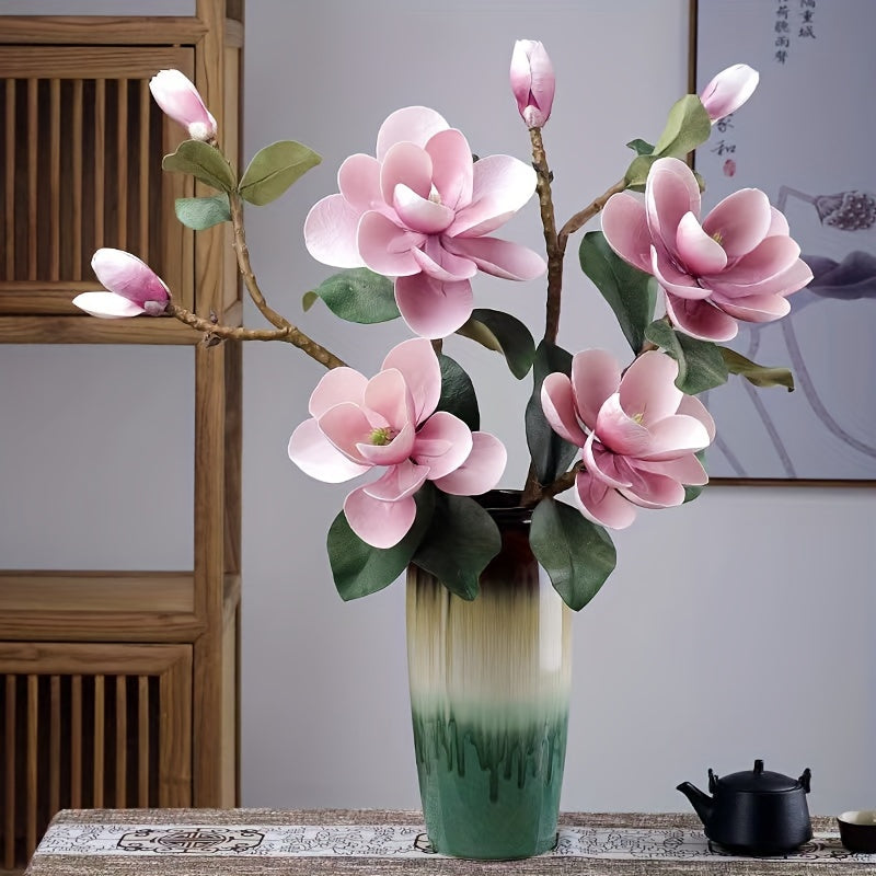 1pc European Style Magnolia Flower Branch - Artificial Flower Arrangement for Living Room, Bedroom, and Outdoor Garden Decor - Perfect Valentine's Day Gift