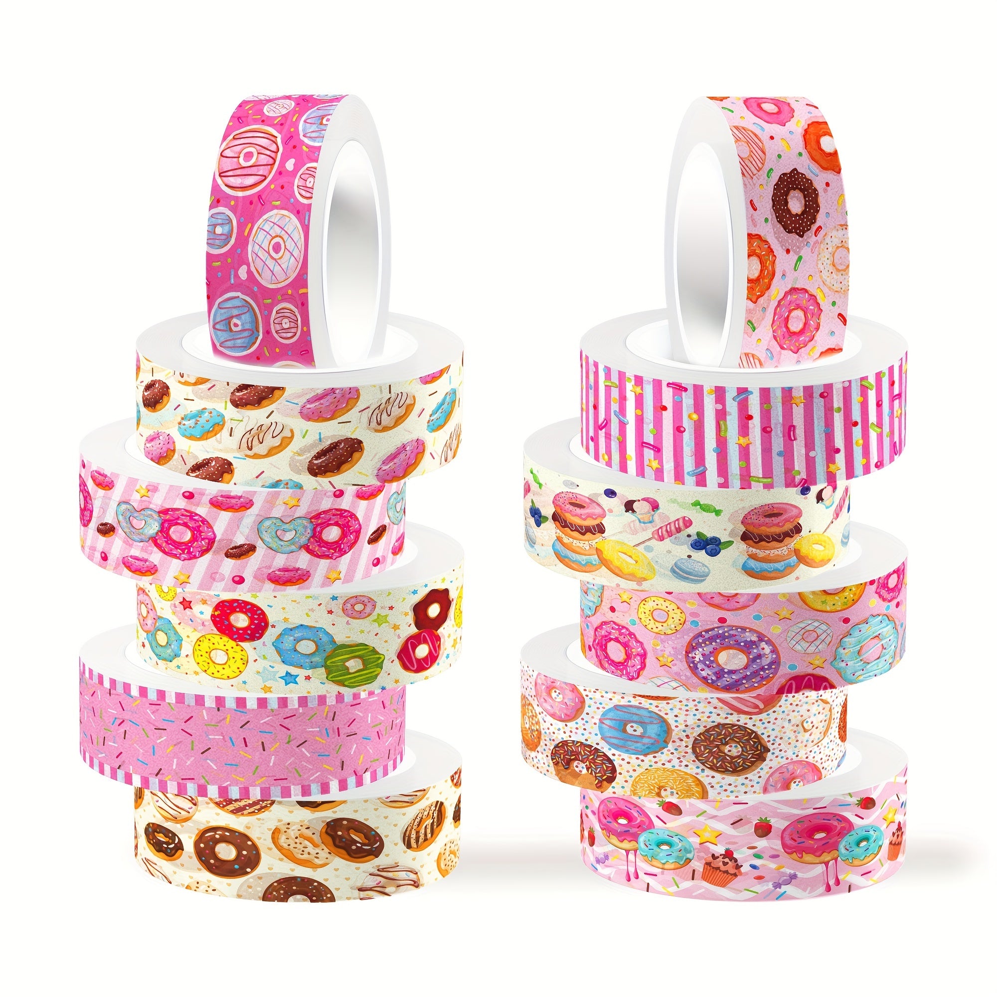 12 Rolls Sweet Donuts Washi Tape Masking Tape Decorative Paper Sticker for Scrapbook Journal DIY Craft Gift Wrapping