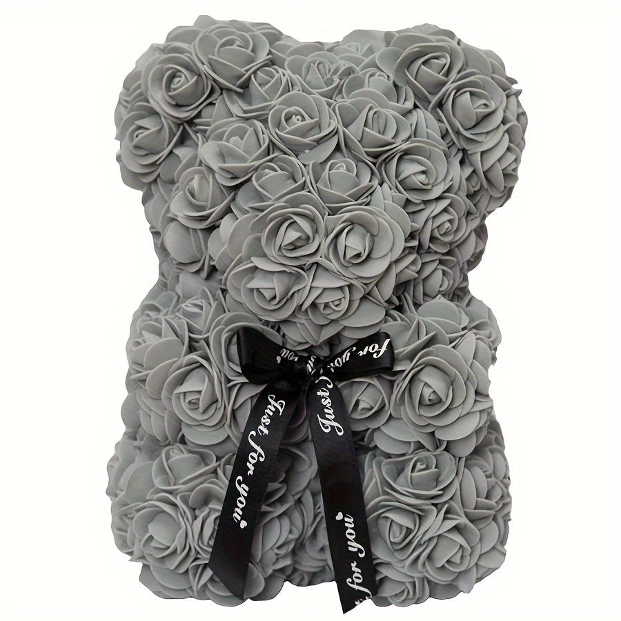 1pc, Artificial Rose Bear 9.84inch Artificial Foam Flower Terry Bear, Rose Bear Gifts For Mother Grandmother On Mother's Day, Perfect Gift For Valentine's Day, Anniversary, Wedding, Creative Gift For Birthday Christmas