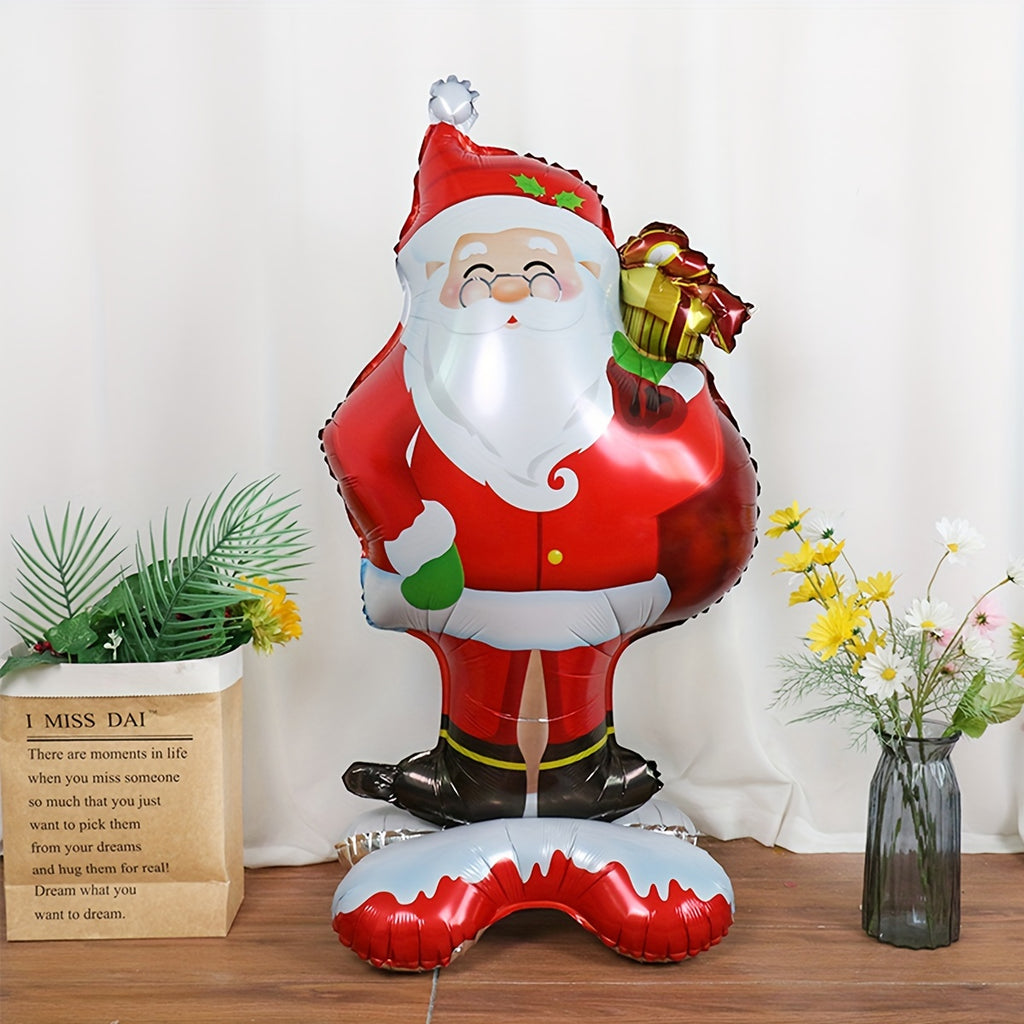 1pc New Extra Large Standing Santa Claus Foil Balloon, Christmas Holiday Indoor And Outdoor Party Decoration, Suitable For Christmas New Year Birthday Supplies Easter Gift