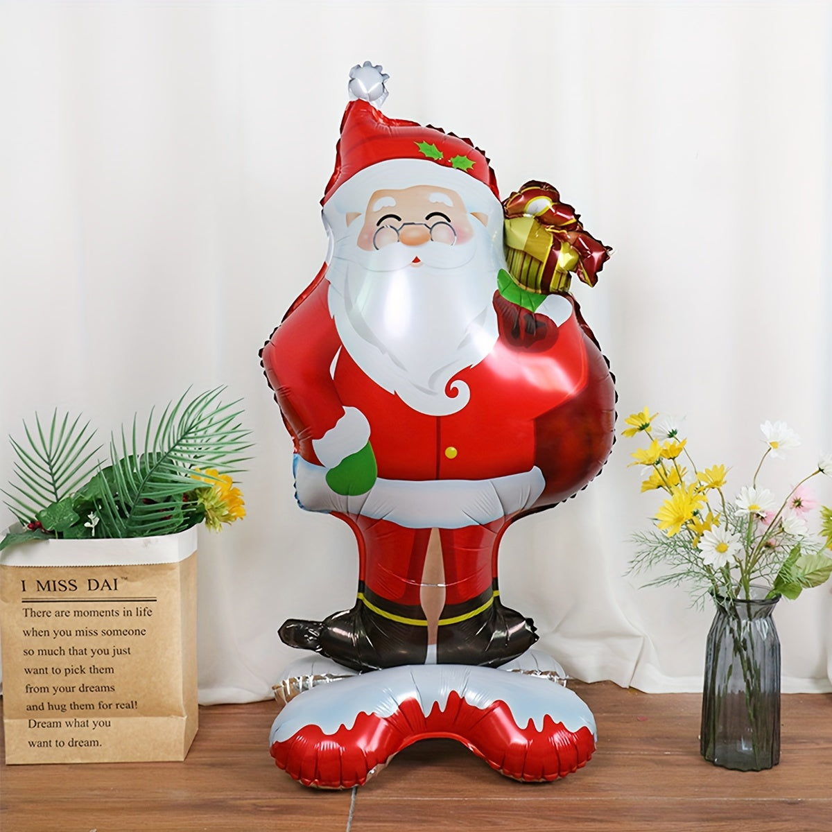 1pc New Extra Large Standing Santa Claus Foil Balloon, Christmas Holiday Indoor And Outdoor Party Decoration, Suitable For Christmas New Year Birthday Supplies Easter Gift
