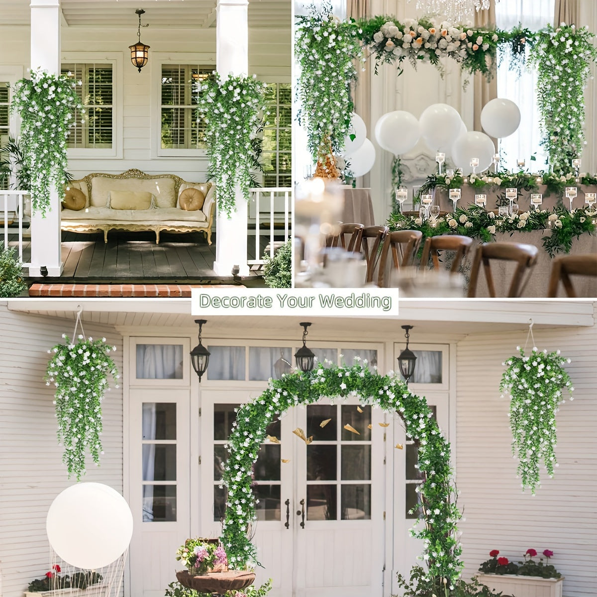 3pcs 30.7in Artificial Flowers Boxwood Greenery Ivy Vines, UV Resistant Plastic Plants Garland Hanging Shrubs Plants For Wedding Party Room Front Porch Hanging Basket Indoor Home Decor Outdoor Decor