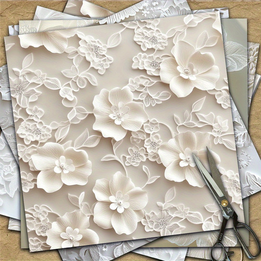 108pcs of flower silhouette decorative paper, scrapbook paper suitable for junk diary handmade background decoration and other scenes