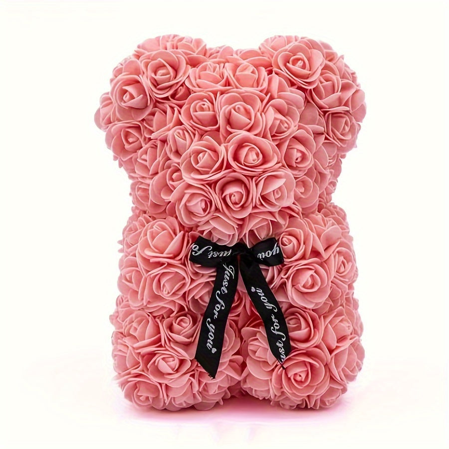 1pc, Artificial Rose Bear 9.84inch Artificial Foam Flower Terry Bear, Rose Bear Gifts For Mother Grandmother On Mother's Day, Perfect Gift For Valentine's Day, Anniversary, Wedding, Creative Gift For Birthday Christmas