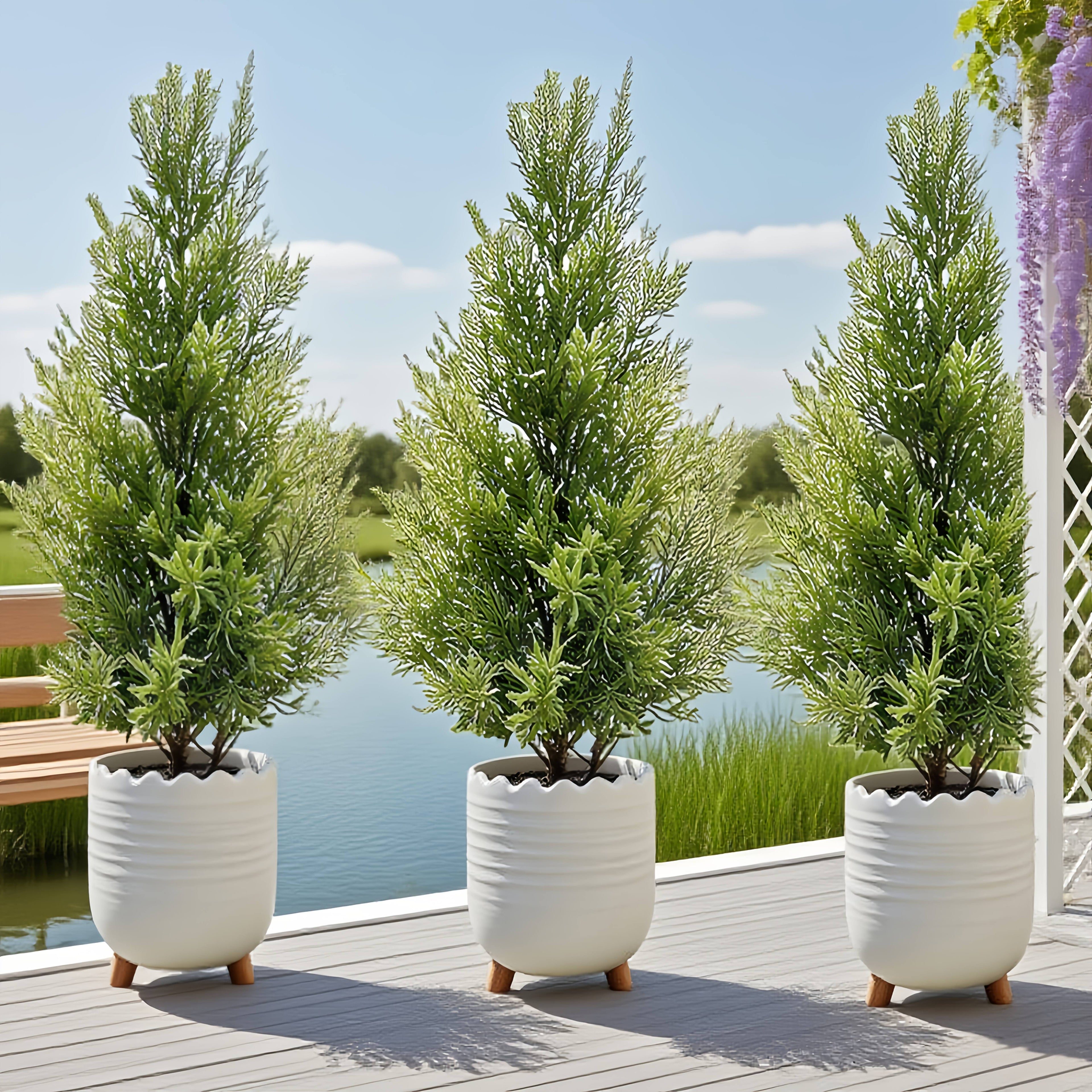 3pcs Set of Artificial Pine Trees Suitable for All Seasons - UV Resistant, Rich Green, Suitable for Festivals, Halloween, Christmas and Wedding Decorations with Realistic Branches and Trunks - Durable Artificial Pine Trees, P